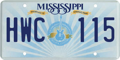 MS license plate HWC115