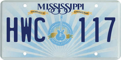 MS license plate HWC117