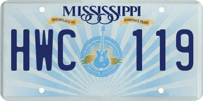 MS license plate HWC119