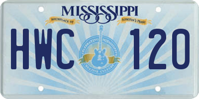 MS license plate HWC120
