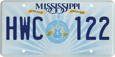 MS license plate HWC122