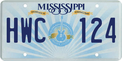 MS license plate HWC124