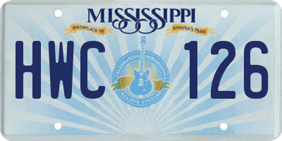 MS license plate HWC126
