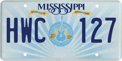 MS license plate HWC127