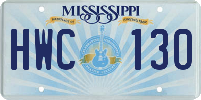 MS license plate HWC130