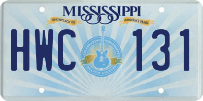 MS license plate HWC131