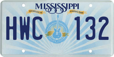 MS license plate HWC132