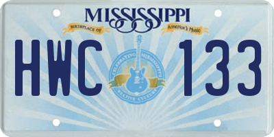 MS license plate HWC133