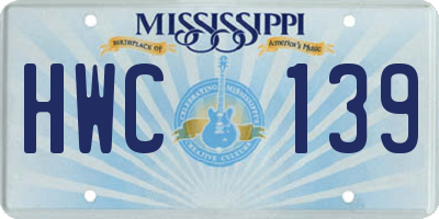MS license plate HWC139