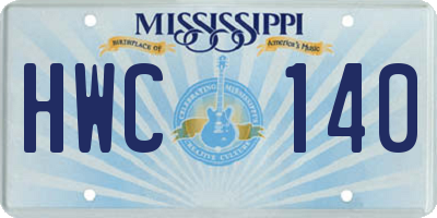 MS license plate HWC140