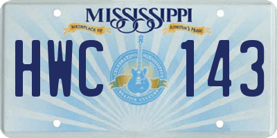 MS license plate HWC143