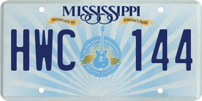 MS license plate HWC144