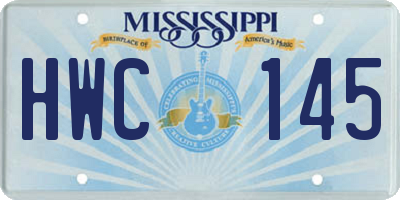 MS license plate HWC145