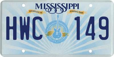 MS license plate HWC149