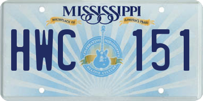 MS license plate HWC151
