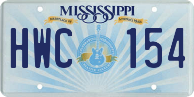 MS license plate HWC154