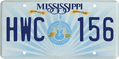 MS license plate HWC156
