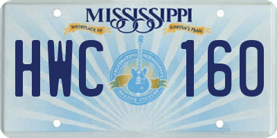 MS license plate HWC160