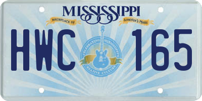 MS license plate HWC165