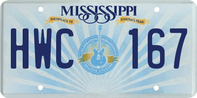 MS license plate HWC167