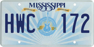 MS license plate HWC172