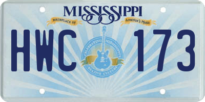 MS license plate HWC173