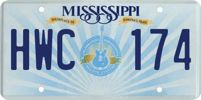 MS license plate HWC174