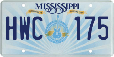 MS license plate HWC175