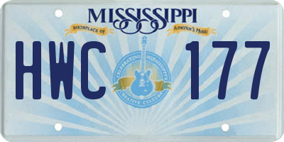 MS license plate HWC177