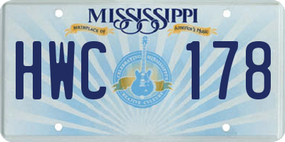 MS license plate HWC178