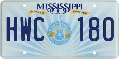 MS license plate HWC180