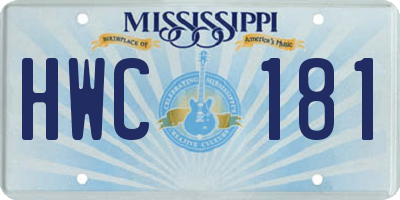 MS license plate HWC181