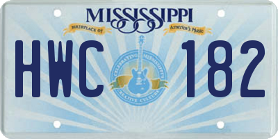 MS license plate HWC182