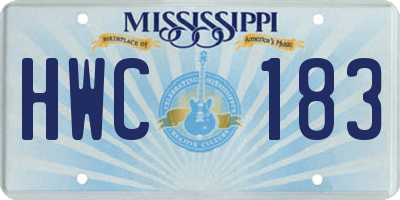 MS license plate HWC183