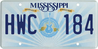 MS license plate HWC184