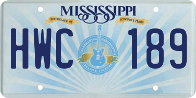MS license plate HWC189