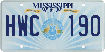 MS license plate HWC190