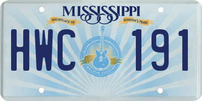 MS license plate HWC191