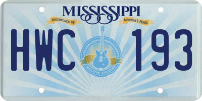 MS license plate HWC193
