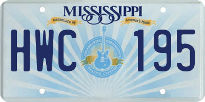 MS license plate HWC195
