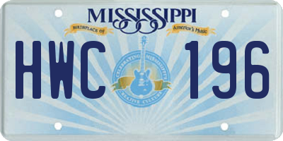 MS license plate HWC196