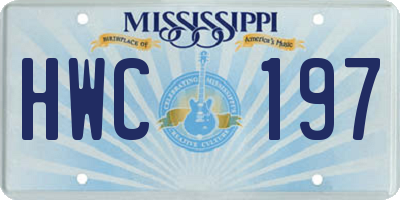 MS license plate HWC197