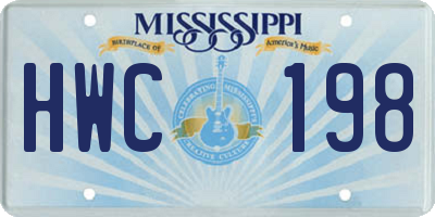 MS license plate HWC198