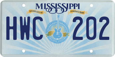 MS license plate HWC202