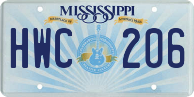 MS license plate HWC206