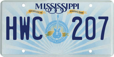 MS license plate HWC207