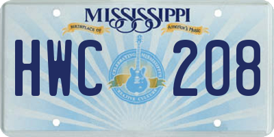 MS license plate HWC208