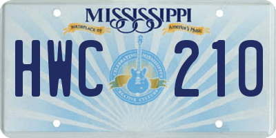MS license plate HWC210