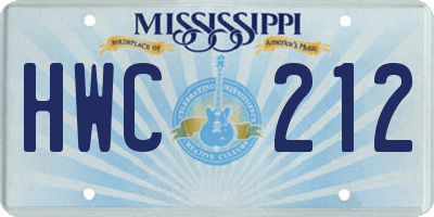 MS license plate HWC212