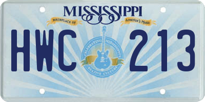 MS license plate HWC213